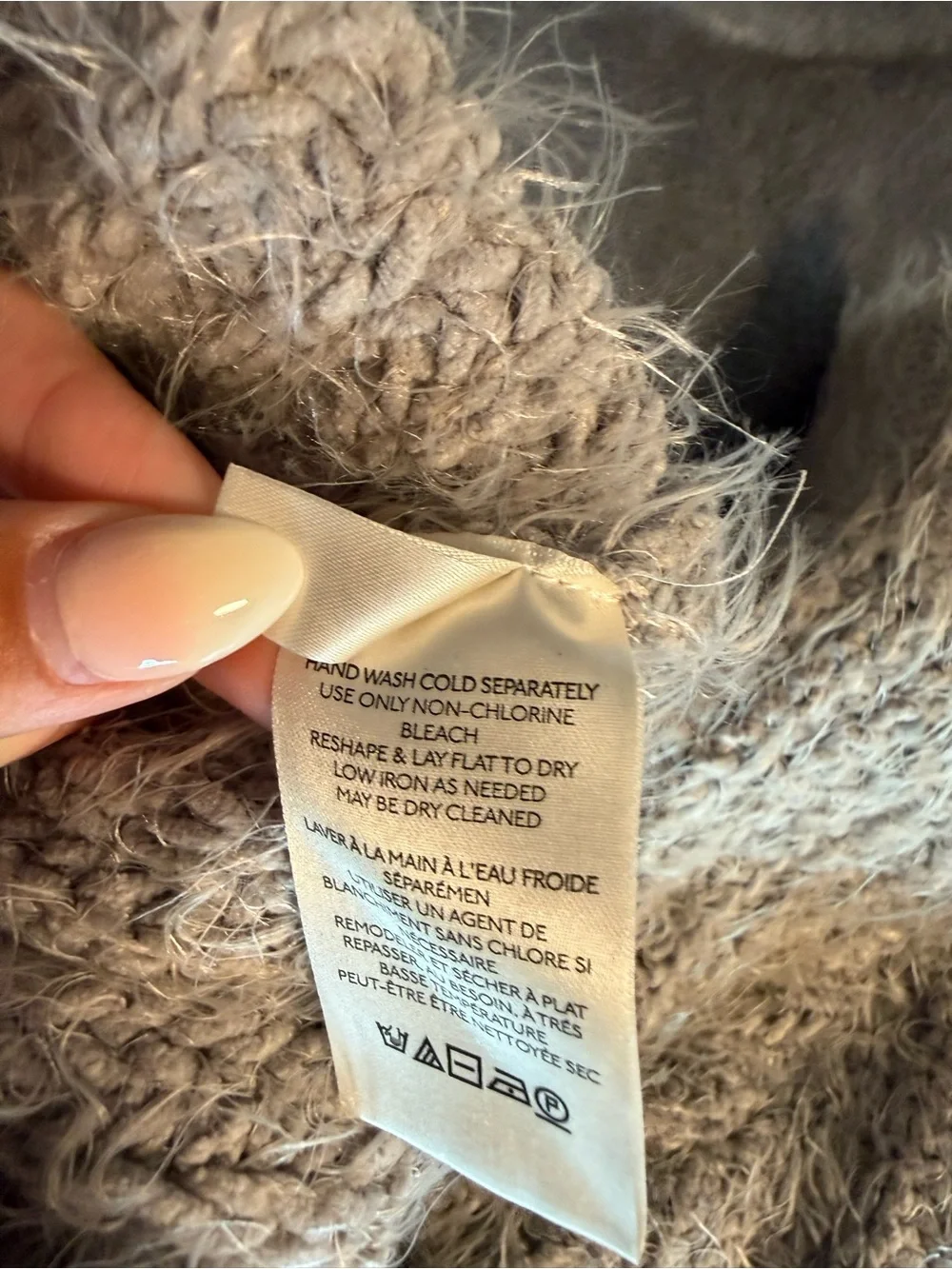 Free People Fuzzy Cowl Neck Sweater in Light Beige